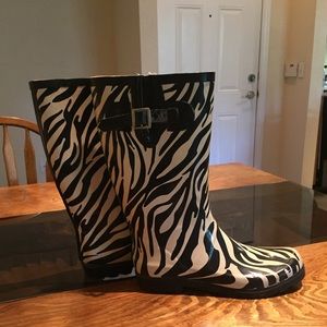 Zebra Print Rain Boots